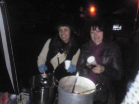 rachel and fiona serving mulled wine